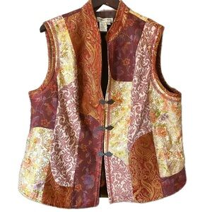 Coldwater Creek Women’s Vest Brocade Jacquard Boho Paisley Tapestry Floral Sz 2X